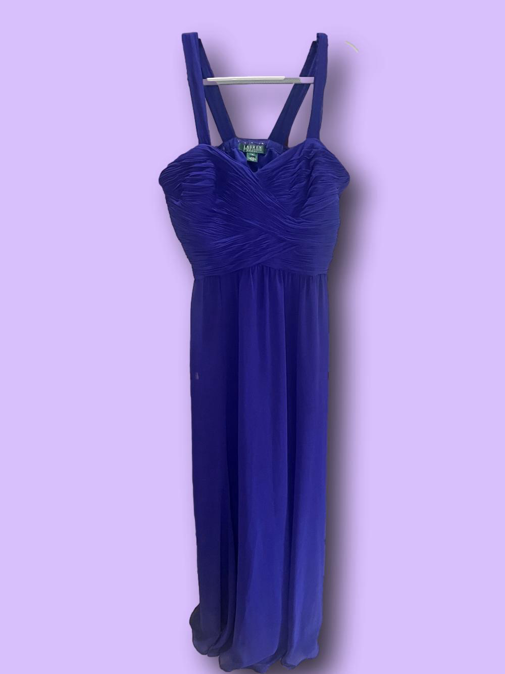 Lauren Ralph Lauren Evening Purple Strappy Chiffon Maxi Dress